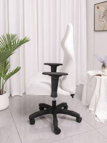 Vỏ bọc ghế văn phòng hai mảnh màu trắng trơn mọi mùa, chống bụi, hoàn toàn kín, vỏ bọc ghế máy tính có độ đàn hồi cao, vỏ bọc ghế thể thao điện tử dệt kim dày Jacquard, trang trí nhà tối giản hiện đại - trắng - Xem 4