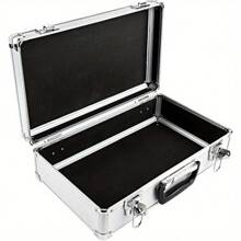 Lockable Flight Case Portable Aluminium Box Silver Carrying Case For Measurement Instruments Storage Toolbox (400 X 240 X 125 Mm) - Black - View 3