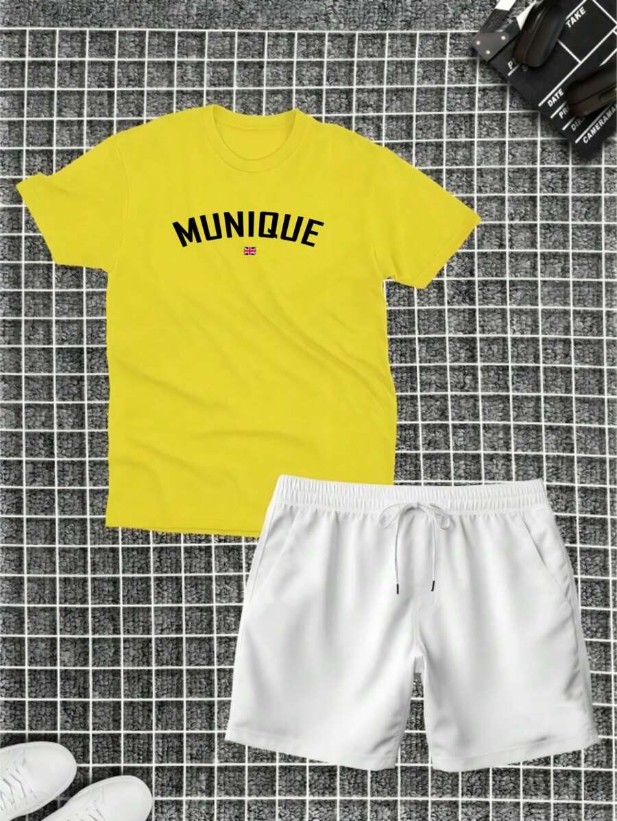 Munich Kit Cotton T-Shirt + Tectel Shorts Summer Set - 黃色 - 查看 1
