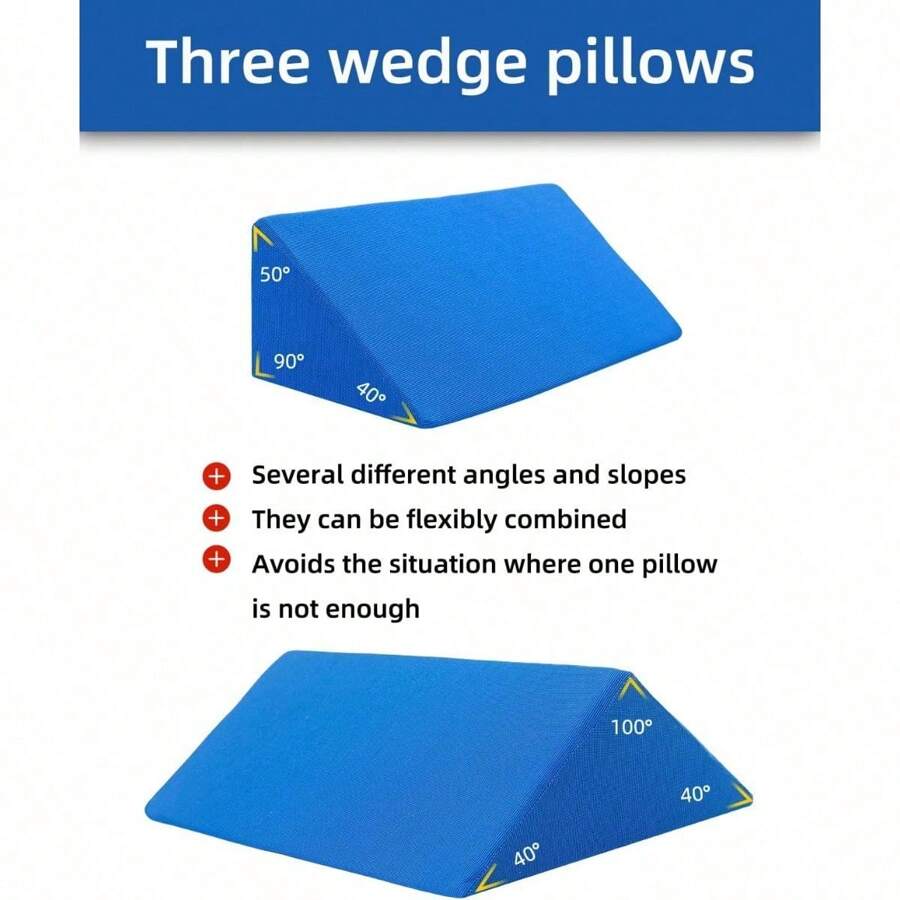 Positioning Wedge Pillow For Side Sleeping (3 In 1), 40 Degree Triangle
