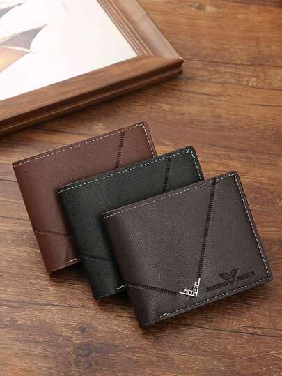 1-3 unidades/conjunto de carteira curta de couro sintético masculina, carteira xadrez macia e moderna, compartimentos para vários cartões de grande capacidade, pode armazenar notas grandes, bolso simples para moedas, compartimento para fotos para cartão de crédito, cartão de banco, cartão de identificação, estilo casual de negócios, é um presente ideal para aniversário masculino ou parceiro, estilo de moda jovem para homens, adequado para adolescentes, verão, casual, atividades ao ar livre, esportes, férias, viagens, presentes de formatura ou acessórios para vestidos de aniversário, ideias formais/comerciais para o Dia dos Namorados