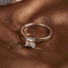 1入1ct閃耀莫桑石公主方形鉑金925純銀矩形戒指，高品質和時尚設計，適合婚禮、訂婚、情人節、母親節和萬聖節。附帶莫桑石證明和精美禮盒。 - 銀色 - 查看 6