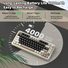 ATTACK SHARK X85PRO Wireless Mechanical Keyboard With TFT Display & Knob, 75% QMK Gasket-Mounted Gaming Keyboard, 2.4G/BT/USB-C Wired,Hot Swappable Linear Switch, 4000mAh,NKRO, RGB - 起司白 - 查看 8