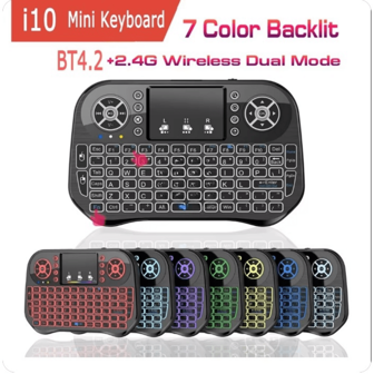 I10 Wireless Air Keyboard And Mouse Combo, Bluetooth/2.4G Dual Mode, 7-Color Backlit, Rechargeable For Android TV Box, PC, Projector, Smartphone, Remote Control