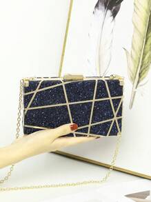 Bộ trang sức đính đá Rhinestone 4 món, vòng cổ, hoa tai, vòng tay, ví cầm tay, túi xách cho phụ nữ, túi đựng đồ ăn tối, túi đựng đồ dùng cho tiệc cưới, ví cầm tay cô dâu, túi xách cầm tay buổi tối lấp lánh, hình học nhỏ, kim loại rỗng, lấp lánh, túi xách đeo chéo, túi đựng đồ dùng cho tiệc cưới, dành cho phụ nữ và trẻ em gái - Màu xanh hải quân - Xem 4