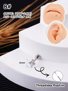 1 chiếc khuyên tai thời trang bằng đá Rhinestone trang trí bằng titan không cần xỏ chỉ màu 5A Zirconia hình hoa tai hình trái tim hình bướm G23 cấp độ cấy ghép khuyên tai hình hoa hồng - Nhiều màu - Xem 16