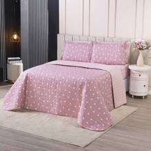 King Size 3-Piece Double-Sided 180 Thread Count Cotton Bedspread Kit Various Prints - 粉紅心 - 查看 1