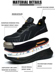 RAYDLINX Women's Steel Toe Shoes, Anti-Smash, Anti-Puncture, Comfortable, Anti-Odor, For Work Site, Protective Footwear - Black - View 9