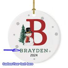 1pc Customizable Christmas Ornament - Personalized 26 Letter Alphabet Name - Festive Decoration, Customize Name Text, Christmas Gift For Yourself, Friends, Girlfriend, 8*8cm Round Ball Ornament,Christmas
