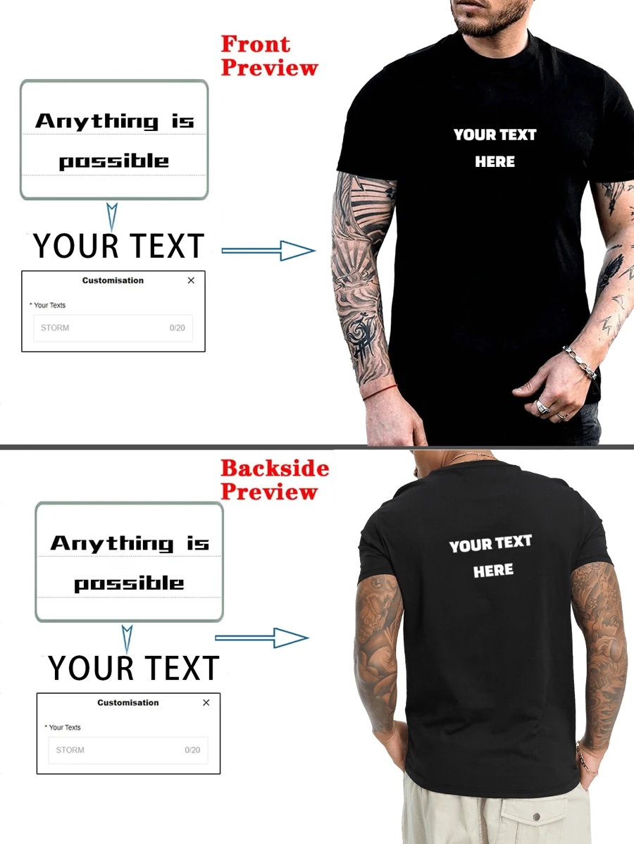 Customized Boyfriend Style Men's Personalized Print T-Shirt Fashion Casual Loose Tee Design Your Own T-Shirt By Adding Your Text (Logo For Couples, Family, Pets, Gifts, Husband Or Boyfriend. ),Gymboy - Black - View 1