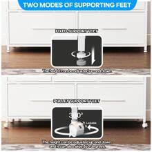 Commode de chambre à coucher avec 5 tiroirs, meuble TV à 4 roulettes, organisateur de rangement pour placard, vêtements et chambre de bébé, tiroirs en tissu et cadre en métal - Blanc - Voir 6