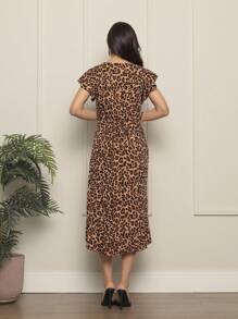 ANLE MODAS-Printed Wrap Dress/Tie At The Waist - 彩色 - 查看 5