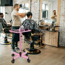 38.5英寸高 x 17.8英寸宽带轮多功能推车，沙龙滚动托盘，高度可调，优质铝制沙龙托盘，适用于纹身托盘、沙龙工具/染发托盘、美容水疗托盘、牙医托盘，圣诞礼物/送给爱人/她/女友/母亲/女性/妻子的礼物，旅行必备，旅行，情人节，房间装饰，手提包必备，女士化妆包，手提包必备物品，邮轮必备，设计师手提包，基本款，梳妆台必备，房间，可爱化妆包 - 粉色 - 查看 9