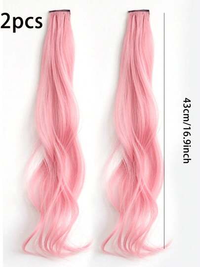 2 pelucas rizadas de color rosa de dopamina, adecuadas para niñas, se pueden teñir, decolorar, accesorios para el cabello largo, decoración de cabello de estilo princesa dulce
