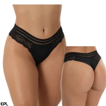 Sexy Lace Panties Double G-String Elastic Waistband Comfortable Lingerie - 黑色 - 查看 2
