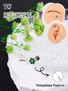 1 chiếc khuyên tai thời trang bằng đá Rhinestone trang trí bằng titan không cần xỏ chỉ màu 5A Zirconia hình hoa tai hình trái tim hình bướm G23 cấp độ cấy ghép khuyên tai hình hoa hồng - Nhiều màu - Xem 14