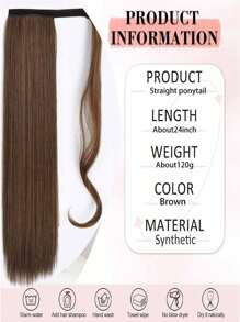 Extensión de cola de caballo sintética de 18 a 34 pulgadas de largo, extensiones de cabello con cola de caballo con clip para mujeres (liso) - Marrón - Ver 4