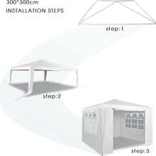 Event Gazebo With 4 Side Panels, Outdoor Waterproof Party Tent Marquee With Coated Steel Frame (3x3M) - Azul - Ver 5
