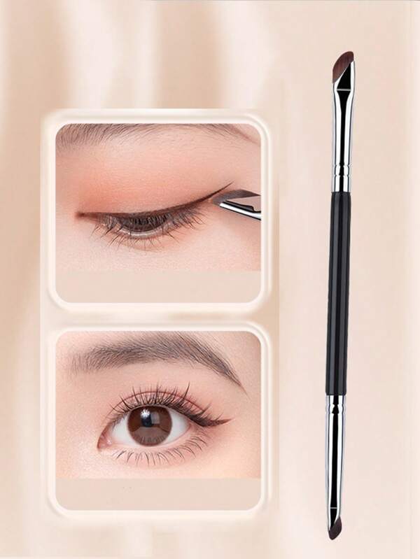 1pc Black Dual-Ended Eyebrow Brush, Eyeshadow Shader Brush For Precise Eye Makeup Application,Eyebrow Brush,Eyeshadow Brush,Spoolie,Spoolie Brush
