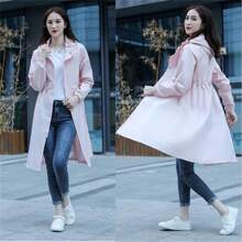 韓國風褸型女式雨衣，成人防水防風長袖騎行甜美女孩用 - 藏蓝色 - 查看 5