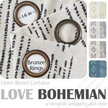 VANGAO Boho Curtains Black Stripe Farmhouse Curtains Geometric Mudcloth Linen Curtains For Living Room Grommet Window Curtains 2 Panels - 黑色 - 查看 6