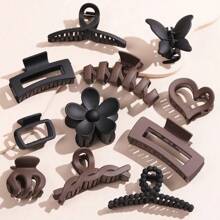 11 件经典优雅纯色蝴蝶、花朵和心形发夹，大号和中号，防滑发饰，适合女士情人节 - 彩色 - 查看 12