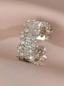 jealous young 1 pièce Bague ouverte multicouche en zircone, convient aux femmes et aux filles pour un port quotidien