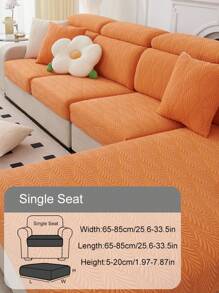 1 件通用弹力提花沙发座垫套，防尘宠物沙发套，纯色客厅装饰 - 橘色 - 查看 11