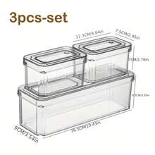 PET 透明冰箱收纳盒，S/M/L 尺寸单独出售，3 件/14 件套装，塑料容器，冰箱收纳隔板收纳盒圣诞礼物 - 彩色 - 查看 14