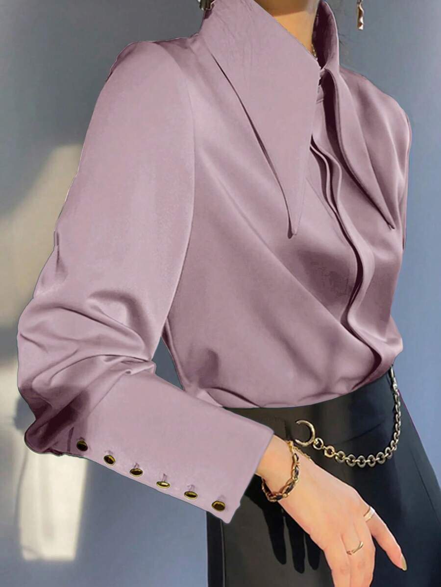 [Customized Development] New Arrival Women's Fashion Long Sleeve Solid Color Shirt, Summer Elegant Spring
