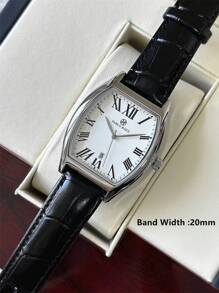 Pablo Raez 1pc Men's Watch Top Brand Barrel-Shaped Luxury Wristwatch For Man Big Dial Clocks 50m Water Resistant Simple Calendar Clock Men's SUS304 Stainless Steel Casual Fashion Quartz Watch Black & Brown Microfiber Leather Roman Numberal Scale Clear White Dial High Level Business Wristwatch For Daliy Use Gift For Father Or Male Friend Popular Style For Party Decorations - Black - View 8