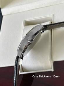 Pablo Raez 1pc Men's Watch Top Brand Barrel-Shaped Luxury Wristwatch For Man Big Dial Clocks 50m Water Resistant Simple Calendar Clock Men's SUS304 Stainless Steel Casual Fashion Quartz Watch Black & Brown Microfiber Leather Roman Numberal Scale Clear White Dial High Level Business Wristwatch For Daliy Use Gift For Father Or Male Friend Popular Style For Party Decorations - Black - View 10