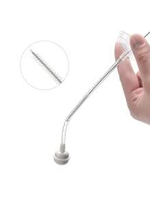 3 件套硅胶婴儿奶瓶刷、奶嘴和吸管清洁工具套件 - 灰色 - 查看 5