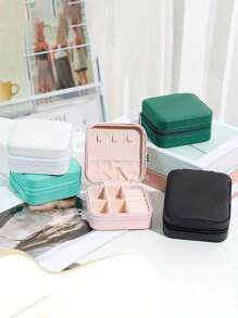 Caja de joyas pequeña, estuche portátil de viaje para anillos, colgantes, aretes, collares, organizador y soporte de pulseras, cajas de regalo para niñas y mujeres - Multicolor - Ver 13