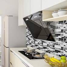 Tile Stickers Kitchen Tile Stickers 3D Self-Adhesive Tiles Adhesive Film Wall Stickers For Bathroom Ceiling Tiles Kitchen, 10 Sheets, 9 Type - 深灰色 - 查看 3