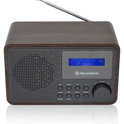  Radio Digitale Vintage DAB / DAB+ / FM ✅Spedizione 72h✅  Alimentazione a Rete o a Batteria Sveglia, Roadstar, HRA-700D+/WD, Legno
