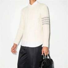 Thom Browne 4-Bar Aran Cable Pullover Knit Top White - 白色 - 查看 2