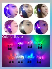 1 Cặp, Hoa tai nhấp nháy nhiều màu sắc thú vị có đèn LED, Hoa tai đổi màu nhiều màu, Hoa tai Zirconia dự tiệc thời trang mới cho cả nam và nữ, Vật dụng dự tiệc phát sáng trong bóng tối - nhiều màu - Xem 6