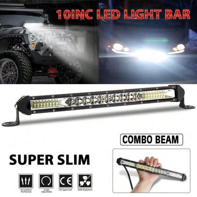 10Inch LED Light Bar Off Road White Spot Flood Beam LED Work Light Bar