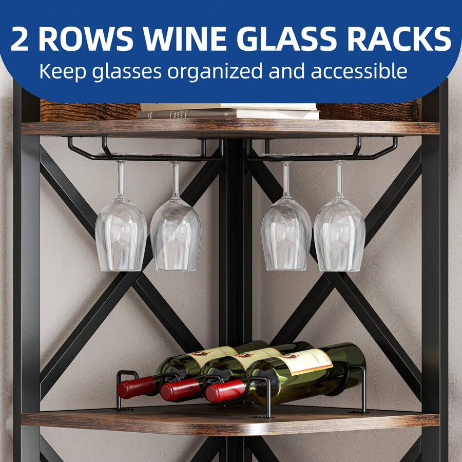 Sturdum 5 Tier Kitchen Corner Bar Tower Wine Liquor Open