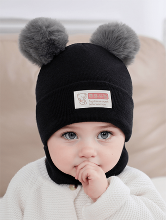 2pcs/Set Baby Hat & Scarf, Infant Knitted Winter Beanie Hat And Neck Warmer For Newborn 0-3 Years Old