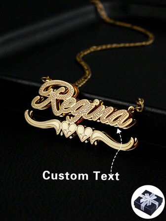 Personalized Stainless Steel Double-Layer Flower Shaped Custom English Name Necklace, Fashionable Golden Welded Pendant, Suitable For Daily Wear, Anniversary, Gifts For Friends, Family, Lovers, Holidays Gold, Rose Gold Stylish For Father's Day, For Weddings, For Daily Wear, For Party, For Prom, High School Senior High School Students, College Students, University Students, Freshman, Sophomore, Underclassmen