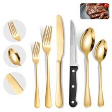 4sets/26pcs Stainless Steel High-End Tableware Set Knife, Fork And Spoon Set 24-Piece Western Steak Knife And Fork