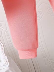 Tween Girls Letter Printed Hooded Sweatshirt And Sweatpants Set - Pink - View 6