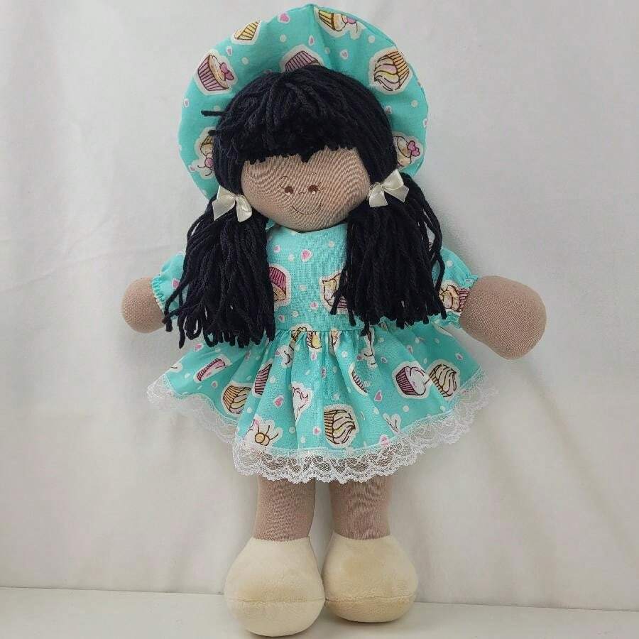 BLACK RAG DOLL MALY 37CM TOY GIRL'S ROOM CHILDREN'S PARTY DECORATION - BÚP BÊ ĐEN MALY CAP CAK XANH - Xem 1