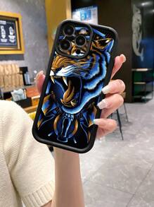 优质虎纹防指纹、防摔黑刚玉纹理手机壳，兼容 Apple/Samsung//OPPO/Realme/Infinix - 黑色 - 查看 2