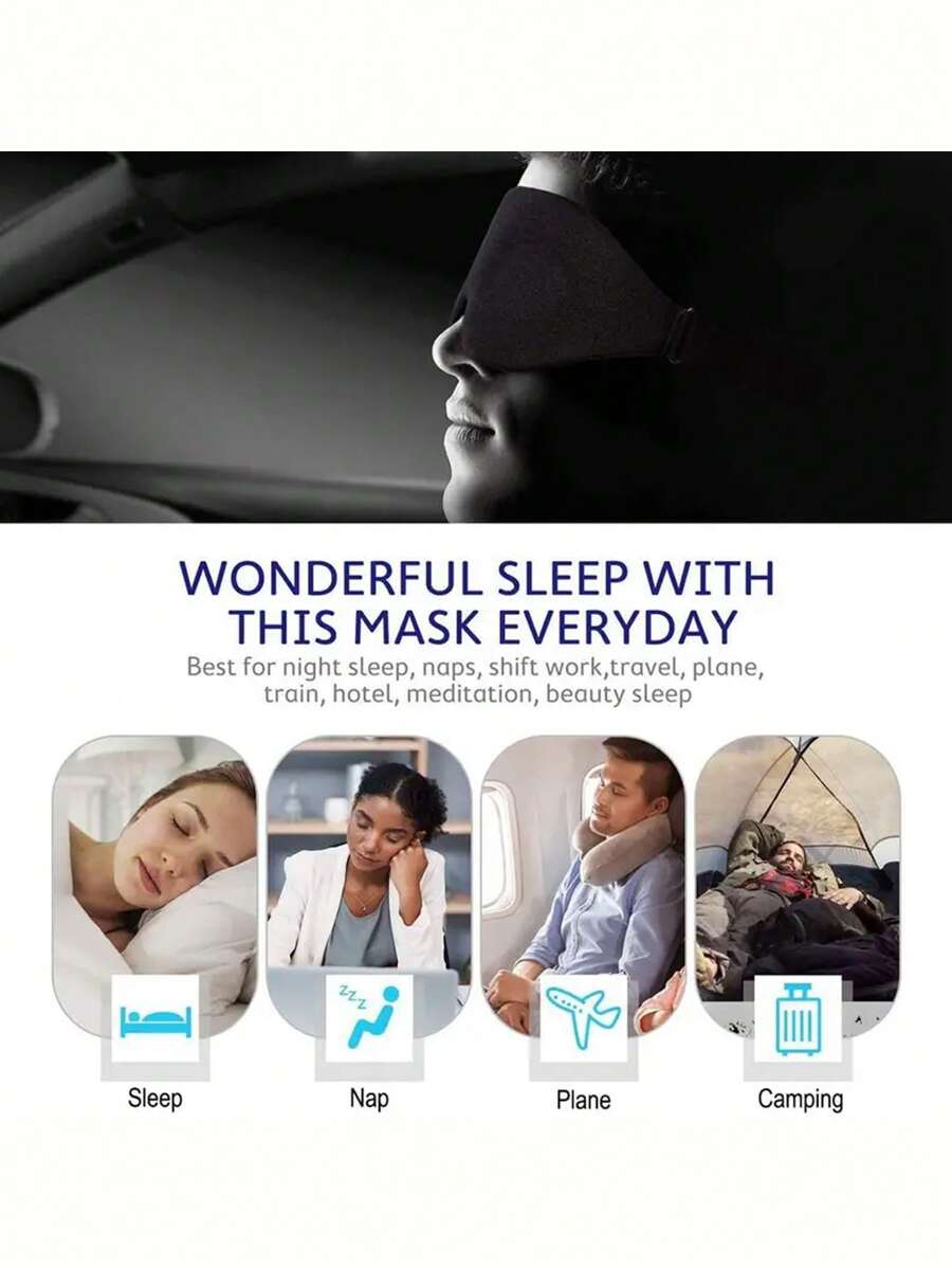 1Pc Sleep Better With 3D Contoured Cup Eye Mask Blocking Out Light