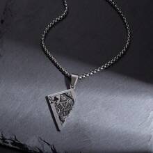 Mặt dây chuyền thẻ chơi bài nửa bằng thép không gỉ hình vua Poker Dây chuyền bằng thép không gỉ dành cho nam nữ Phụ kiện trang sức Lucky Spades - Thời trang - Xem 3
