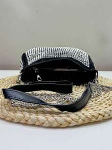 Women's Crossbody And Shoulder Bag With Detachable Straps (Chain And PU Leather). Pearly Glitter Details - 銀色 - 查看 2