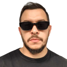 Unisex Black Square Sunglasses UV400 Protection + Case - Black - View 1